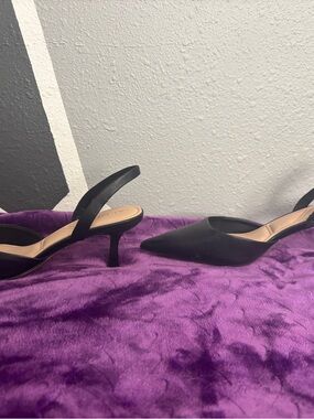 Aldo Black Pointed Slingback Kitten Heels